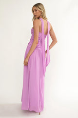 Novarra Twist Bust Strapless Maxi Dress Lilac