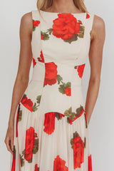 Opulent Low Back Maxi Dress Floral Rose