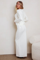 Autumn Breeze Knit Maxi Skirt Off White