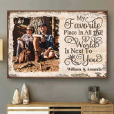Custom Photo My Favorite Love Story Is Ours - Couple Personalized Custom Horizontal Poster - Gift For Husband Wife. Anniversary
