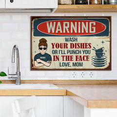 Put Away Your Dishes Or I'll Punch You - Gift For Mom. Personalized Horizontal Poster