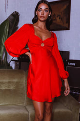 Jonah Lace-Up Back Mini Dress Red
