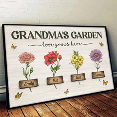 Grandma I Love You - Family Personalized Custom Horizontal Poster - Mother's Day. Gift For Mom. Grandma