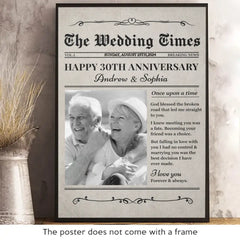 Custom Photo Newspaper Save The Date The Wedding Times - Couple Personalized Custom Vertical Poster - Gift For Husband Wife. Anniversary