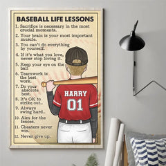 Never Give Up - Family Personalized Custom Horizontal Poster - Gift For Family Members. Baseball Players. Baseball Lovers