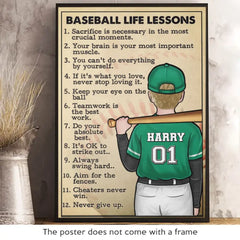 Never Give Up - Family Personalized Custom Horizontal Poster - Gift For Family Members. Baseball Players. Baseball Lovers