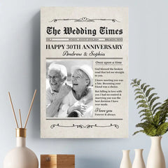 Custom Photo The Wedding Times - Couple Personalized Custom Vertical Canvas - Gift For Husband Wife. Anniversary