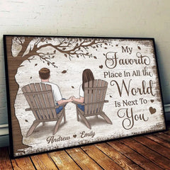 My Favorite Place In The World Is Next To You - Couple Personalized Custom Horizontal Poster - Gift For Husband Wife. Anniversary