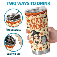 Cute Witch Cat Halloween - Cat Personalized Custom 3D Inflated Effect Printed Tumbler - Halloween Gift For Pet Owners. Pet Lovers