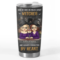 Cheers To The Spooky Season With Your Bestie By Your Side - Bestie Personalized Custom Tumbler - Halloween Gift For Best Friends. BFF. Sisters