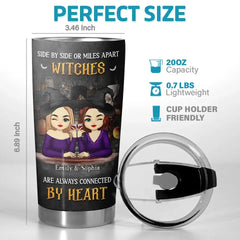 Cheers To The Spooky Season With Your Bestie By Your Side - Bestie Personalized Custom Tumbler - Halloween Gift For Best Friends. BFF. Sisters