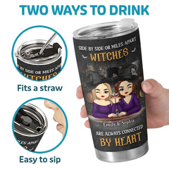 Cheers To The Spooky Season With Your Bestie By Your Side - Bestie Personalized Custom Tumbler - Halloween Gift For Best Friends. BFF. Sisters