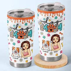 A Dog Mom's World Revolves Around Her Four-Legged Friend - Dog Personalized Custom 3D Inflated Effect Printed Tumbler - Christmas Gift For Pet Owners. Pet Lovers