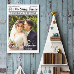 Custom Photo The Wedding Times - Couple Personalized Custom Vertical Poster - Christmas Gift For Husband Wife. Anniversary. First Christmas