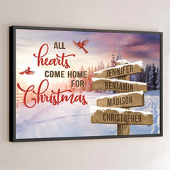 All Hearts Come Home For Christmas - Family Personalized Custom Horizontal Poster - Christmas Gift For Family Members