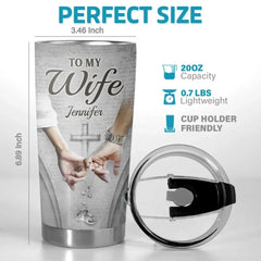 In Your Grasp. I Feel Peace And Promise - Couple Personalized Custom Tumbler - Christmas Gift For Husband Wife. Anniversary