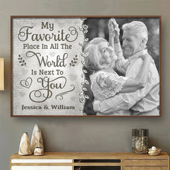 Custom Photo With You. Love Feels Like Home - Couple Personalized Custom Horizontal Poster - Gift For Husband Wife. Anniversary