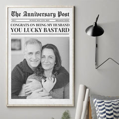 Custom Photo The Anniversary Post - Couple Personalized Custom Vertical Poster - Gift For Husband Wife. Anniversary