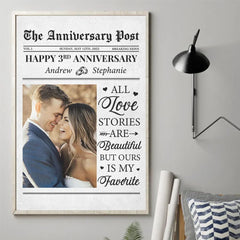 Custom Photo All Love Stories Are Beautiful But Ours Is My Favorite - Couple Personalized Custom Vertical Poster - Gift For Husband Wife. Anniversary
