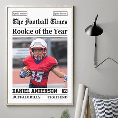Custom Photo Rookie Today. Champion Tomorrow - American Football Personalized Custom Vertical Poster - Gift For Sport Lovers. Sport Players