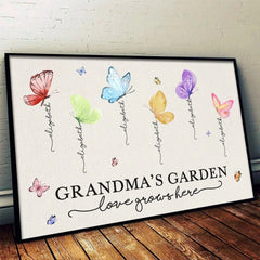 Love Grown In Grandma's Garden - Family Personalized Custom Horizontal Poster - Gift For Mom. Grandma