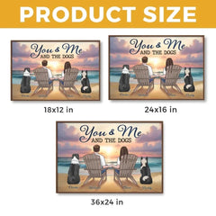 Four Paws. Two Hearts. One Family - Dog & Cat Personalized Custom Horizontal Poster - Christmas Gift For Couples. Pet Owners. Pet Lovers