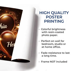 Two Hearts Beating As One - Couple Personalized Custom Horizontal Poster - Gift For Husband Wife. Anniversary