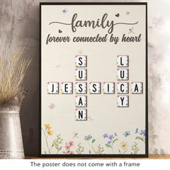 Forever Connected By Heart - Family Personalized Custom Vertical Poster - Gift For Family Members. Siblings. Brothers. Sisters. Best Friends