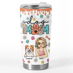 A Dog Mom's World Revolves Around Her Four-Legged Friend - Dog Personalized Custom 3D Inflated Effect Printed Tumbler - Christmas Gift For Pet Owners. Pet Lovers