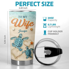 Two Turtles. One Heart - Couple Personalized Custom Tumbler - Gift For Husband Wife. Anniversary