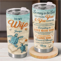 Two Turtles. One Heart - Couple Personalized Custom Tumbler - Gift For Husband Wife. Anniversary