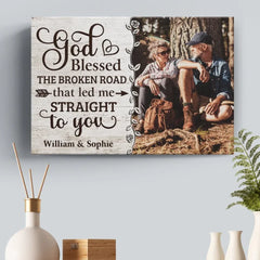 Custom Photo With You. I Am Home - Couple Personalized Custom Horizontal Canvas - Gift For Husband Wife. Anniversary