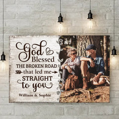 Custom Photo With You. I Am Home - Couple Personalized Custom Horizontal Canvas - Gift For Husband Wife. Anniversary