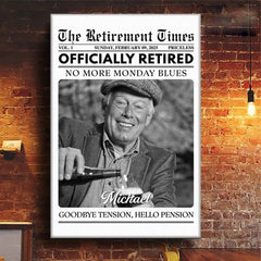 Custom Photo Officially Retired - Personalized Custom Vertical Canvas - Appreciation. Retirement Gift For Coworkers. Work Friends. Colleagues. Family Members