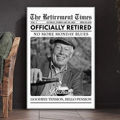 Custom Photo Officially Retired - Personalized Custom Vertical Canvas - Appreciation. Retirement Gift For Coworkers. Work Friends. Colleagues. Family Members