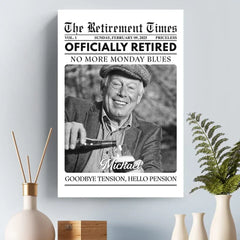 Custom Photo Officially Retired - Personalized Custom Vertical Canvas - Appreciation. Retirement Gift For Coworkers. Work Friends. Colleagues. Family Members