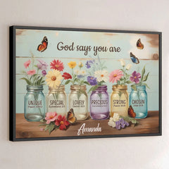 God Says You Are - Family Personalized Custom Horizontal Poster - Gift For Yourself. Best Friends. Siblings. Family Members