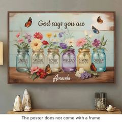 God Says You Are - Family Personalized Custom Horizontal Poster - Gift For Yourself. Best Friends. Siblings. Family Members