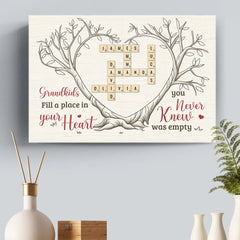 Grandkids Bring Joy To Every Corner Of Your Heart - Family Personalized Custom Horizontal Canvas - Gift For Grandma. Grandpa. Grandkid
