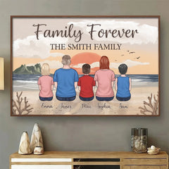 Family Forever. Together in Heart - Family Personalized Custom Horizontal Poster - Gift For Family Members