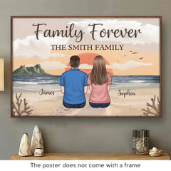 Family Forever. Together in Heart - Family Personalized Custom Horizontal Poster - Gift For Family Members