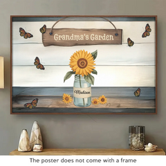 Happiness Is Blooming In Grandma's Garden - Family Personalized Custom Horizontal Poster - Gift For Mom. Grandma