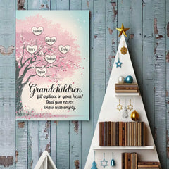 Grandchildren Complete Your Heart - Family Personalized Custom Vertical Poster - Gift For Grandma. Grandpa. Grandkid