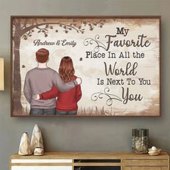 With You. I Am Always At Peace - Couple Personalized Custom Horizontal Poster - Gift For Husband Wife. Anniversary