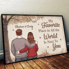 Together Is My Favorite Place To Be - Couple Personalized Custom Horizontal Poster - Gift For Husband Wife. Anniversary