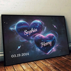 My Heart Beats In Rhythm With Yours - Couple Personalized Custom Horizontal Poster - Gift For Husband Wife. Anniversary