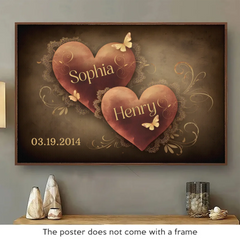 Together. Our Hearts Create A Love Story - Couple Personalized Custom Horizontal Poster - Gift For Husband Wife. Anniversary