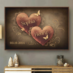 Together. Our Hearts Create A Love Story - Couple Personalized Custom Horizontal Poster - Gift For Husband Wife. Anniversary