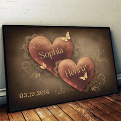 Together. Our Hearts Create A Love Story - Couple Personalized Custom Horizontal Poster - Gift For Husband Wife. Anniversary