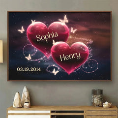 Two Hearts. One Soul - Couple Personalized Custom Horizontal Poster - Gift For Husband Wife. Anniversary
